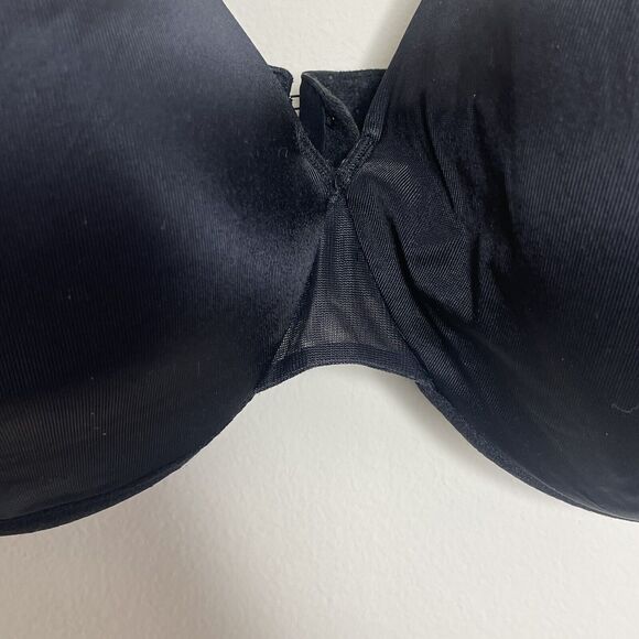 CACIQUE Women's Black Smooth Satin Lightly Lined Full Coverage Bra Sz 46C - Picture 3 of 6
